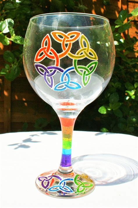 Rainbow Gin Glass Hand Painted Gin Glass Celtic Knot Gin Etsy