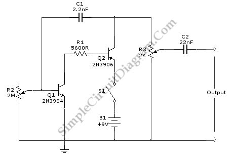 2 Transistors Signal Generator For Signal Tracing – Simple Circuit Diagram