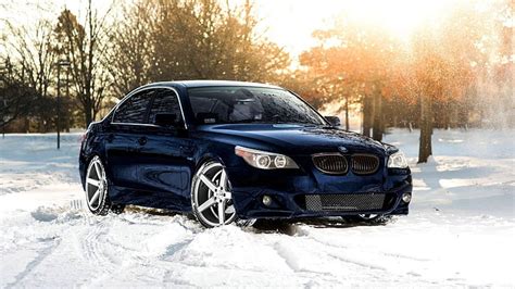 Black Bmw Sedan Car Bmw Snow Winter Trees Sunset Bmw E Bmw