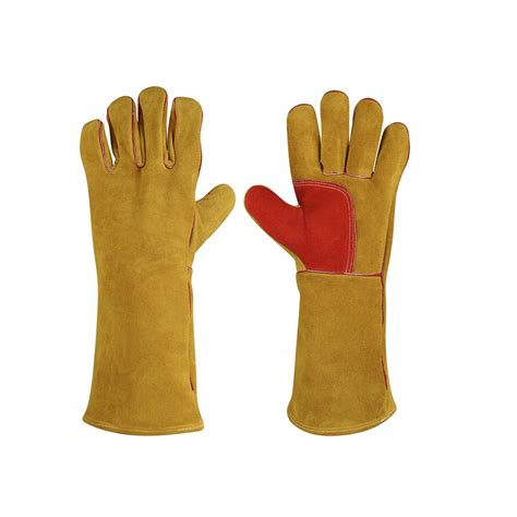 Custom Made Labor Protection Cow Split Leather Welding Gloves Working