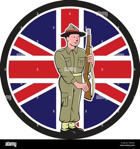 British World War II Soldier Union Jack Flag Cartoon Stock Vector Image ...