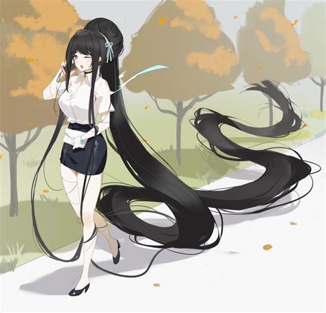 Safebooru 1girl Absurdly Long Hair Black Hair Hair Bun Office Lady