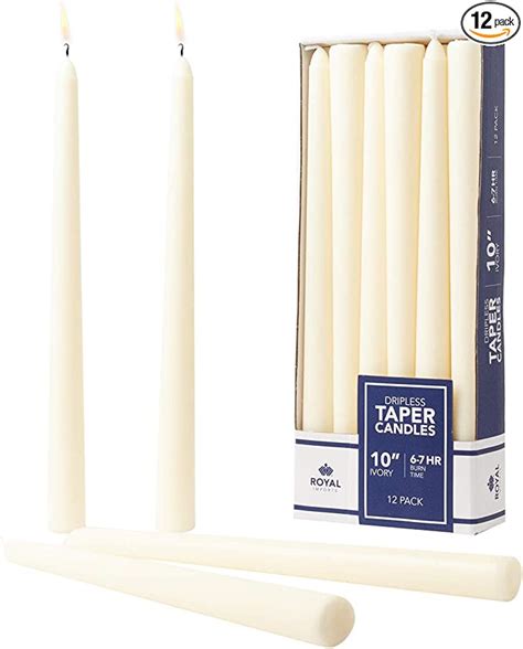 CandleNScent Unscented Dripless Taper Candles, 4 Pack