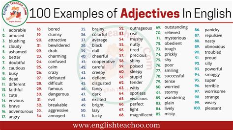 10 Examples Of Adjective Examples Of Adjectives Adjectives English