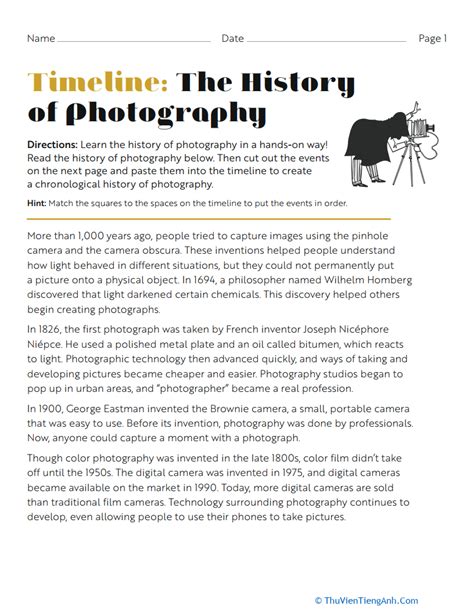 Timeline The History Of Photography Thư Viện Tiếng Anh