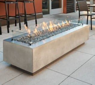 Outdoor Great Room Natural Grey Cove Linear Gas Fire Pit Table