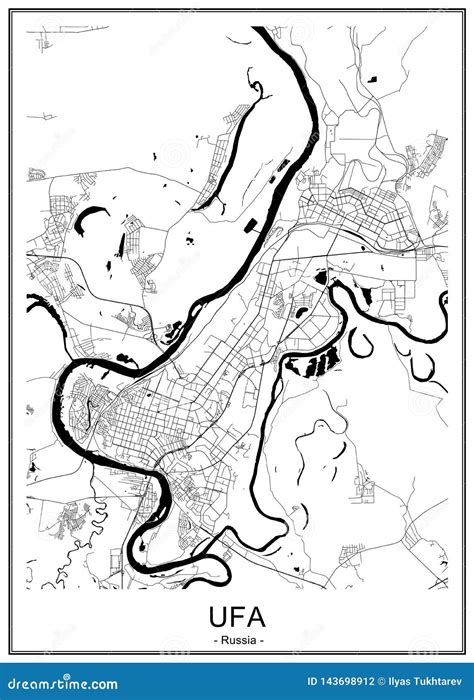 Map of the City of Ufa, Russia Stock Illustration - Illustration of ...