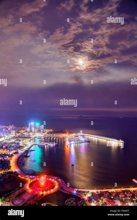 Qingdao Scenery City Night View Lights High Rise Building Streets