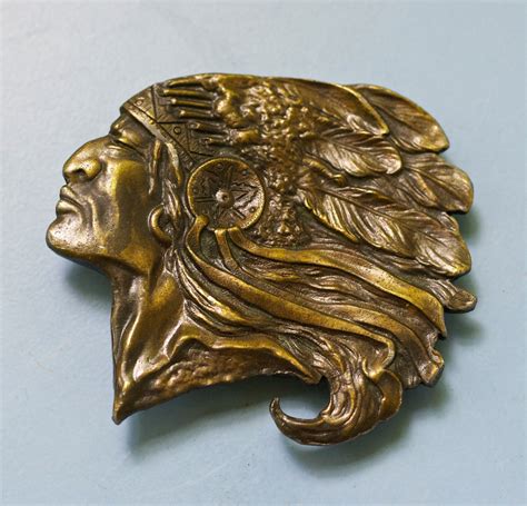 Items Similar To Vintage Indian Chief Head Brass Belt Buckle On Etsy