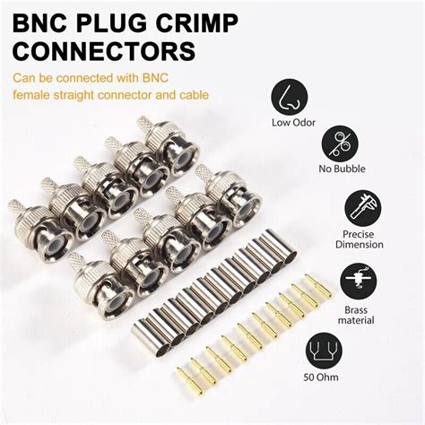 Sets Piece Bnc Male Rg Plug Crimp Connectors L W