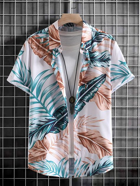 Manfinity Men Random Tropical Print Shirt Without Tee Tropical Print