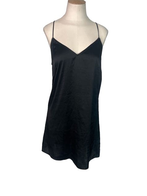 Aritzia Wilfred 100 Silk Black Lace Hem Slip Dress S Gem