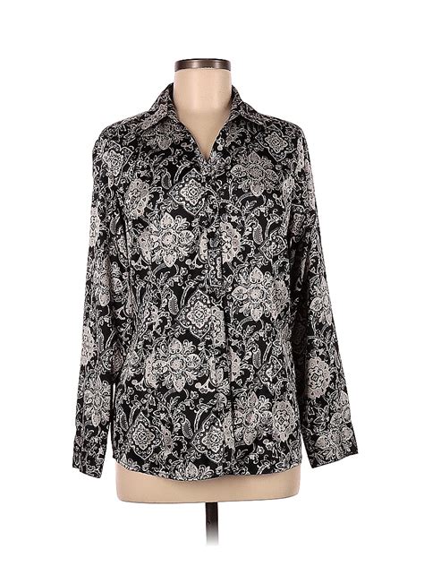 Croft And Barrow Black Long Sleeve Blouse Size M 69 Off Thredup