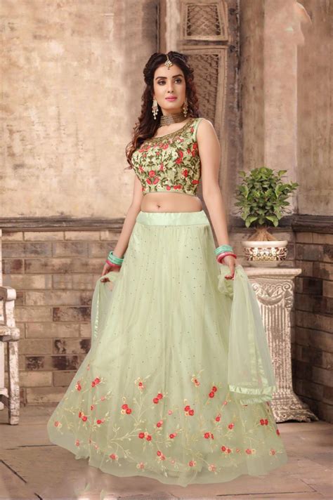 Pista Color Party Wear Lehenga Choli My Shoppy Ladies Wear