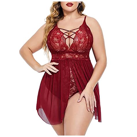 Odeerbi Women S Plus Size Lingerie Dress Set Babydoll Valentine S Day Sexy Lingerie Lace