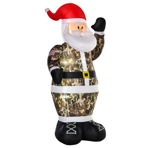 Homcom 8ft Christmas Inflatable Outdoor Santa Claus Saluting In