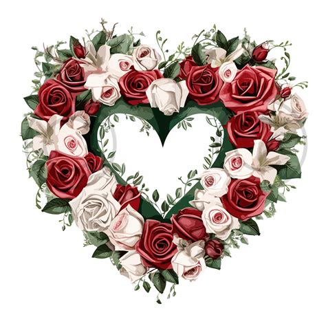 Valentine Heart, Roses, Floral Clipart, Roses, Love, Floral Art - Etsy