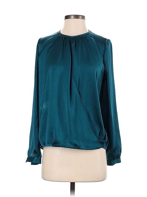 Vince 100 Polyester Teal Long Sleeve Blouse Size 4 87 Off Thredup