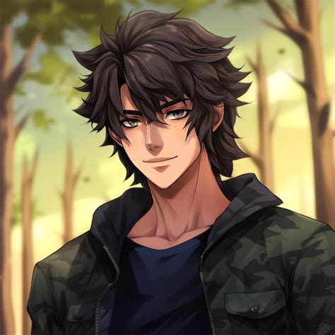 Premium AI Image | The Enigmatic Grin A Masculine Anime Character with Black Wolf Ears Embraced ...