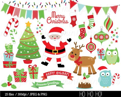 Christmas Clipart, Christmas Clip Art, Reindeer, Festive, Bunting, Owl ...