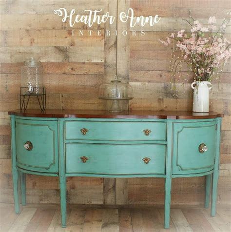 Gorgeous Antique Buffet Refinished In Seafoam Green Chalk Paint And