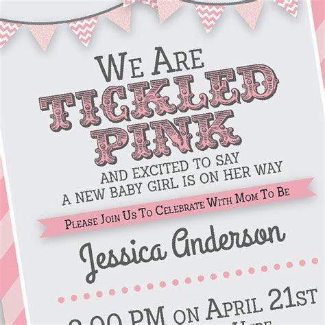 Cute Wording For Baby Announcement Pink Baby Shower Tickled Pink