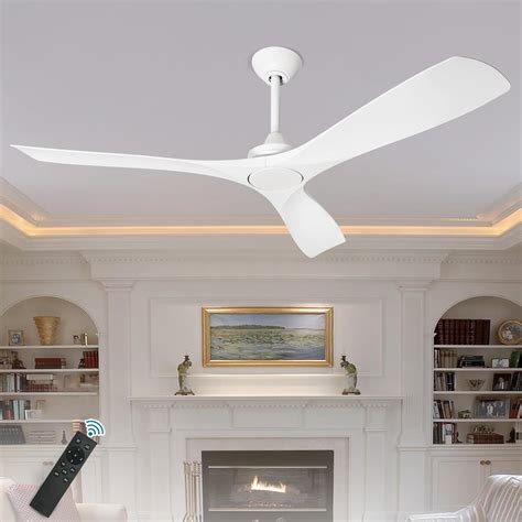 Depuley White Modern Remote Ceiling Fan No Light, Low Profile Ceiling