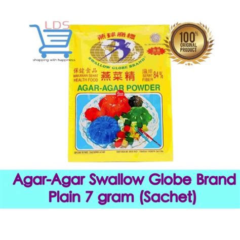 Jual Tepung Agar Agar Powder Swallow Globe Brand Plain Putih White