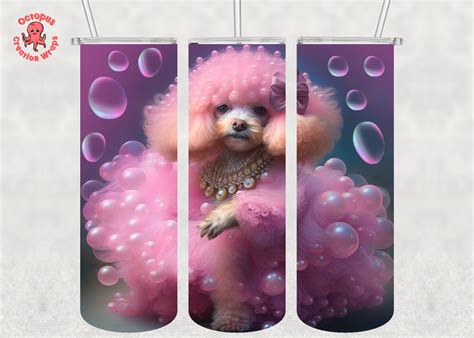 Poodle Tumbler Wrap, Fancy Poodle Png, 20 Oz Skinny Tumbler Sublimation Design, Digital Download