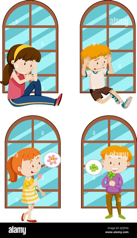 Set of simple kids cartoon characters illustration Stock Vector Image ...