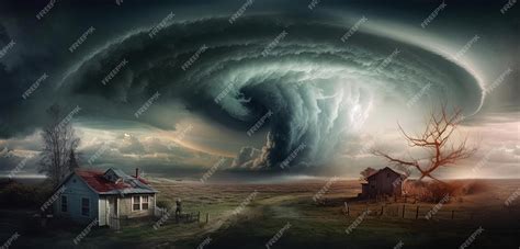 Premium AI Image | cyclone vs tornado in the style of surreal landscape