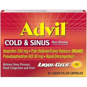 Advil Cold and Sinus Relief Liqui-Gels Liquid-Filled Capsules, Pain ...