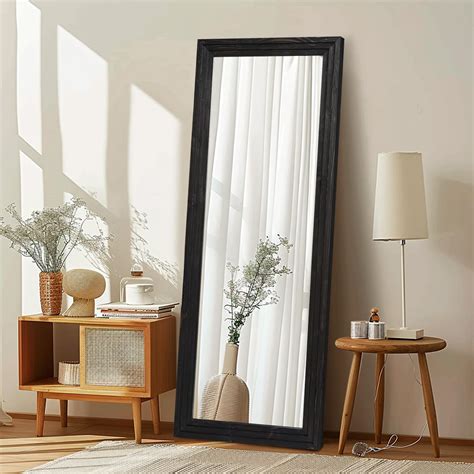 Full Length Mirror 65"x24" with Stand Solid Wood Frame Floor Large