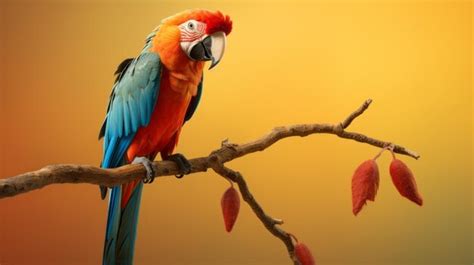 Premium Ai Image Colorful Parrot Perched On Branch Hd Photograph