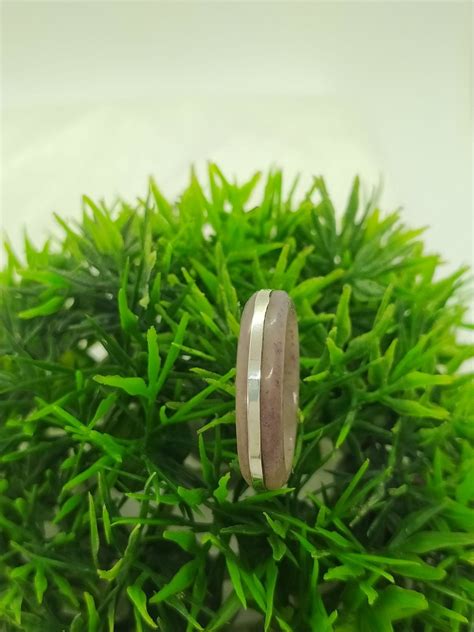 Anel Aliança Prata E Aro Totalmente Em Pedra De Ágata Nude Elo7