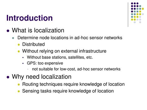 PPT Localization In Wireless Sensor Ad Hoc Networks PowerPoint