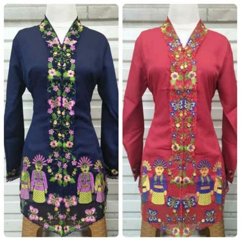 Jual Kebaya Encim Bordir Ondel Lengan Panjang Betawi Kartini Katun