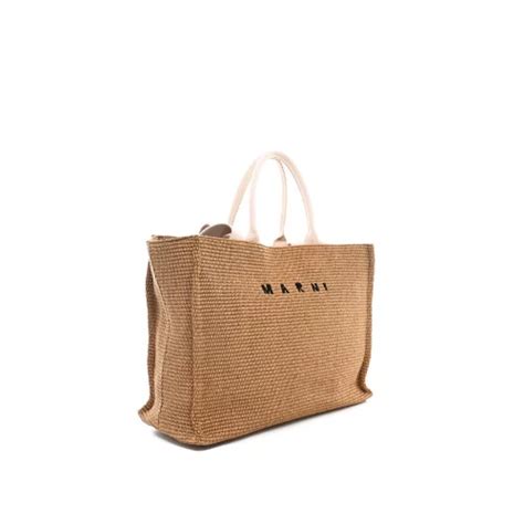 Sac Cabas Shopping Marni Raphia Beige Monogram Paris