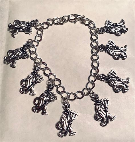 Devil Silver Tone Charm Bracelet Demon Satan Pan 20cm 8 Etsy