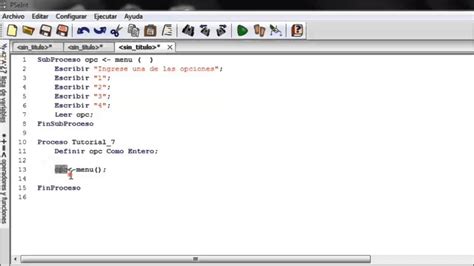 Tutorial 7 PseInt Sub Procesos Funciones Y Procedimientos Menu