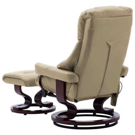 Home Fauteuil Massage Inclinable Cappuccino Similicuir Bois Courb