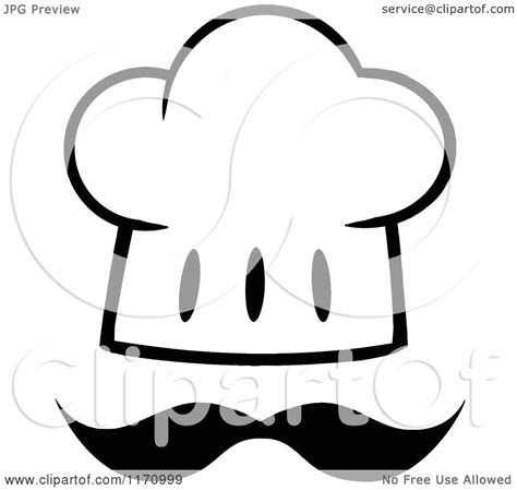 Cartoon of a Black and White Chef Hat and Mustache - Royalty Free ...