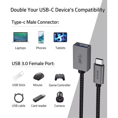 Syntech USB C Thunderbolt 3 To USB3 0 Adapter OTG Cable 2 Pack