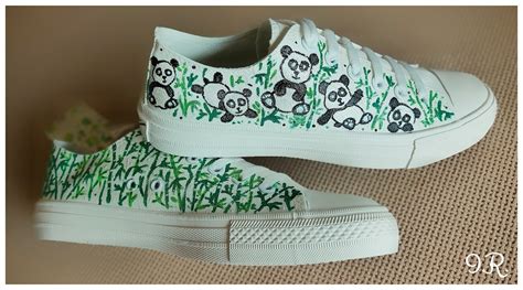 Pandas Sneakers Hand Painted Pandas Shoes Hand Painted Pandas