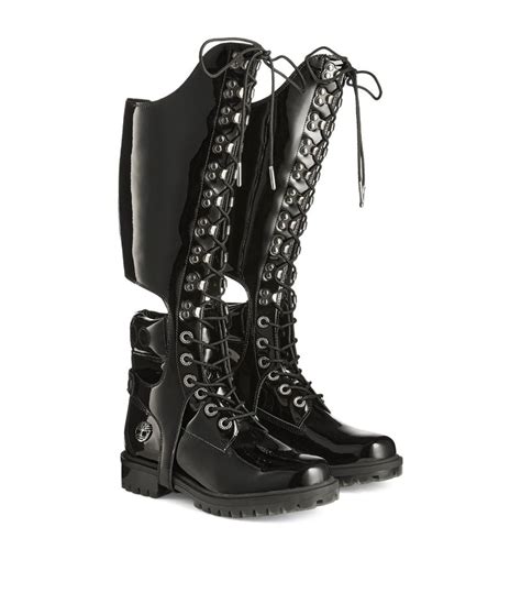 Womens Jimmy Choo Black X Timberland Patent Leather Harness Boots