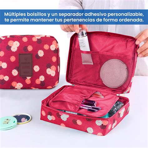 Ripley NECESER ORGANIZADOR MULTIBOLSILLOS BOLSO VIAJE PORTÁTIL ROSA