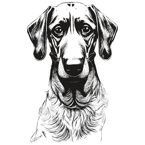 Tête de teckel vecteur dessiné à la main dessin noir et blanc de chien