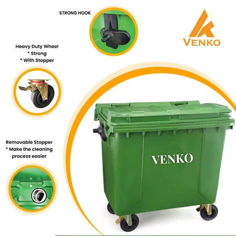 L L Green Mobile Garbage Bin With Foot Pedal Mgb L