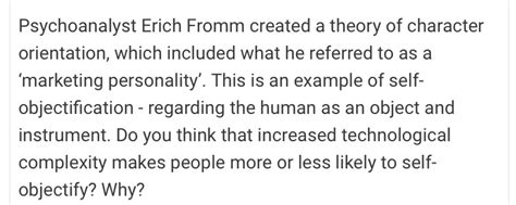 Solved Psychoanalyst Erich Fromm Created A Theory Of Character