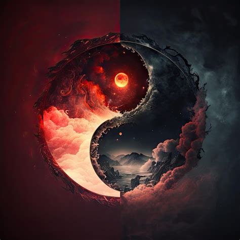 Premium Photo Yin Yang Harmony Symbol Made Of Natural Elements Fire